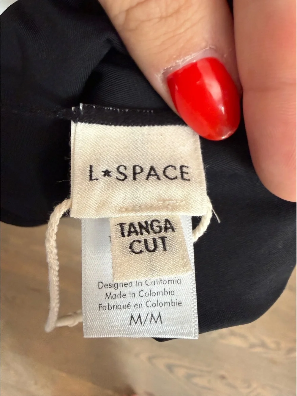 L*Space Black Tanga Cut Bikini Bottoms - Size M